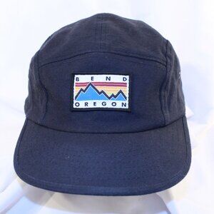 TechStyles Black BEND OREGON Patch 5 Panel 100% Cotton Adjustable Adult Cap